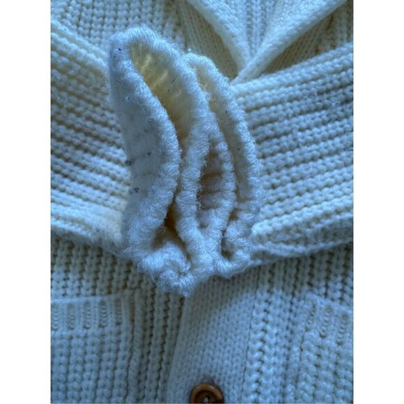 Marathon cream button up grandpa vintage 70s knit unisex kids cardigan sweater - Picture 4 of 5